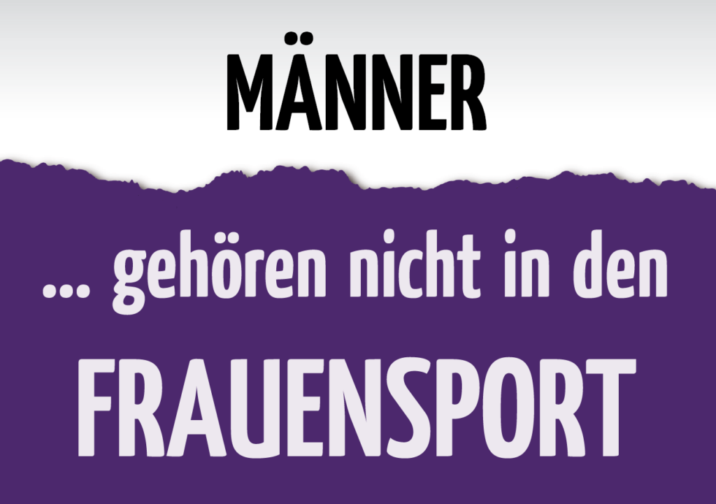 Postkarte Männer gehören nicht in den Frauensport